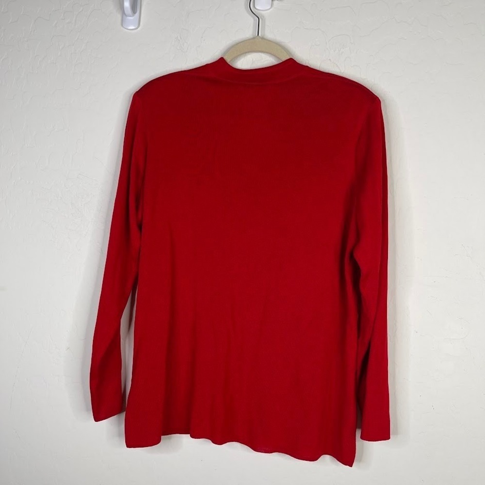 Exclusively‎ Misook Mock Neck Long Sleeve Acrylic Top Red Career Office Large - Picture 5 of 11
